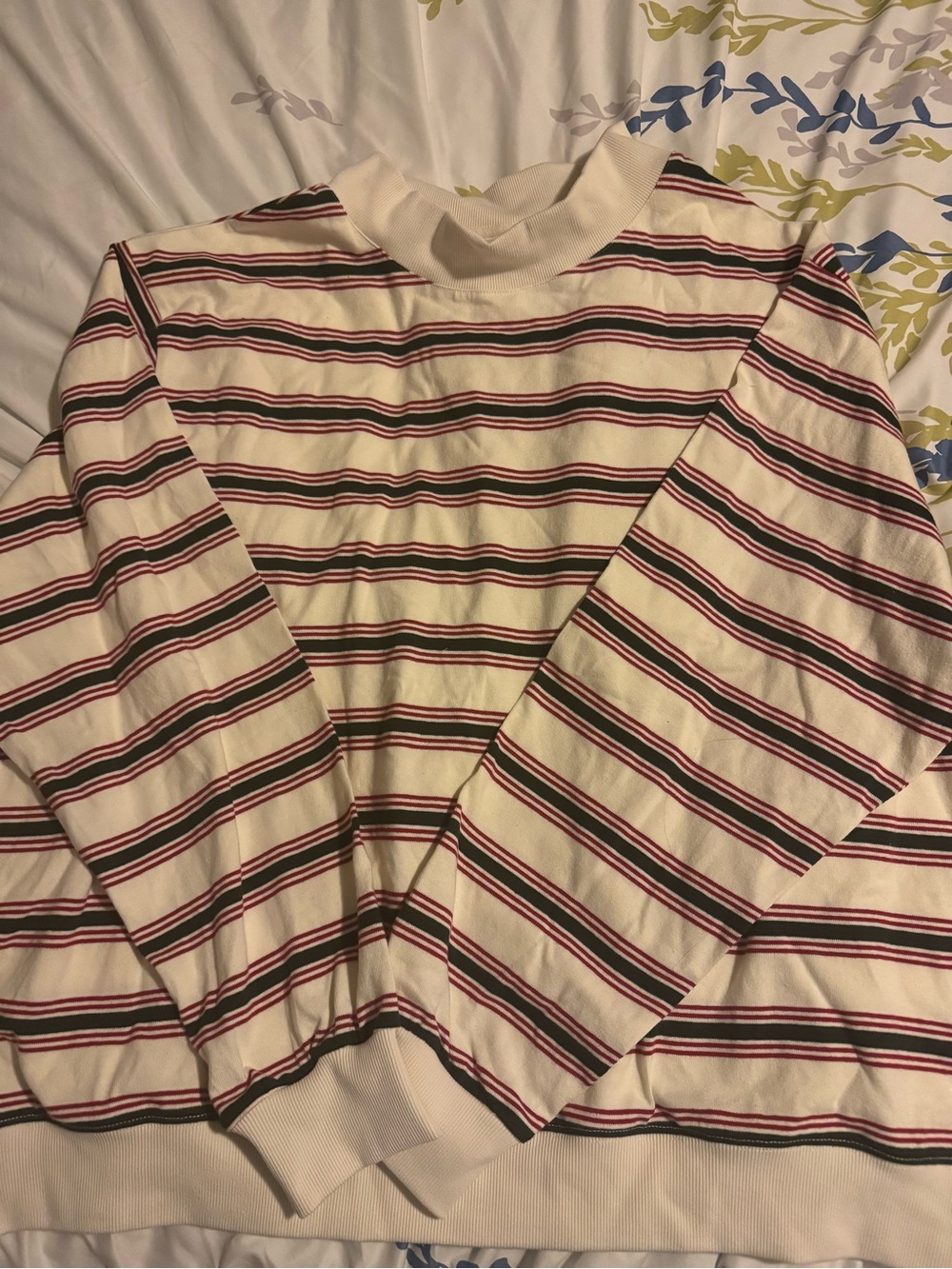 Parke Christmas Striped Mockneck pullover Eggnog